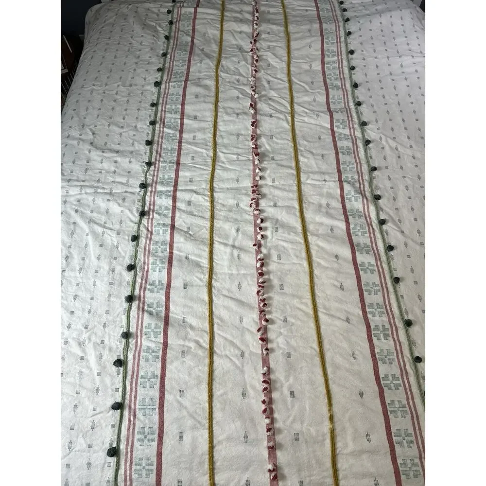 Anthropologie Araya Tassel Euro Duvet Cover Boho Textured Bedding 88x86.5